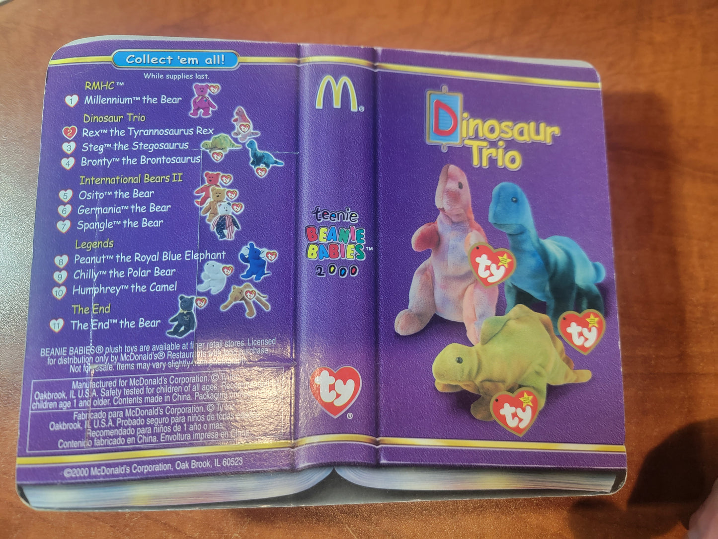 Vintage TY Teenie Beanie Baby Rex The Tyrannosaurus Rex Dinosaur Trio