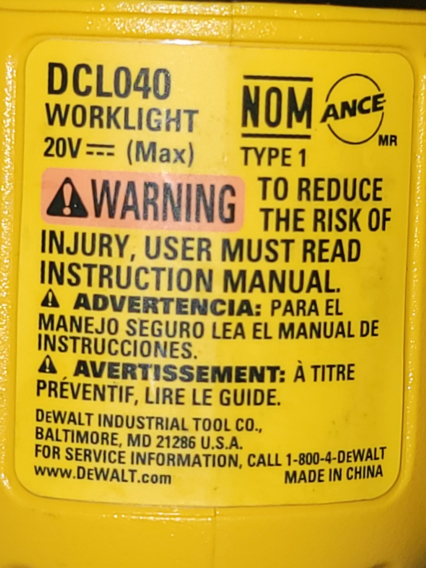 Dewalt DCL040/DCL040/DCL040 (OEM) Worklight Replacement Head