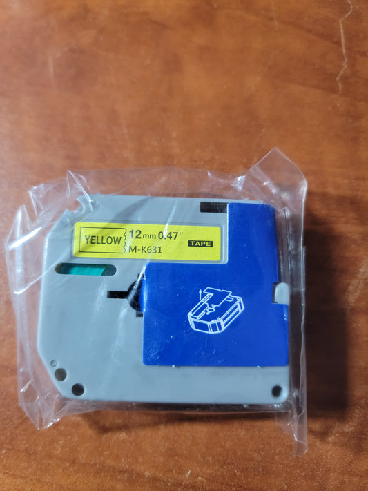 Brothers M-Series M-K631 (Yellow) 12mm 0.47" Label Tape