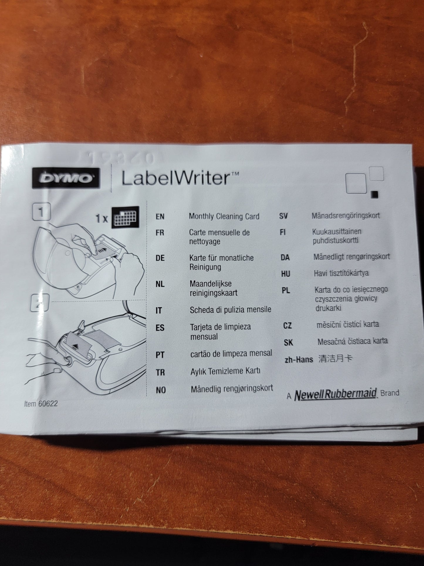 DYMO LabelWriter Cleaning Cards 10/Box 60622