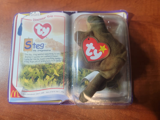Vintage TY Teanie Beanie Baby (Steg) the Stegosaurus Dinosaur Trio
